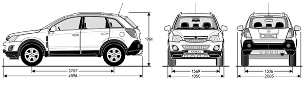 ГАБАРИТЫ OPEL ANTARA.