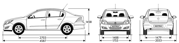 ГАБАРИТЫ OPEL ASTRA FAMILY.