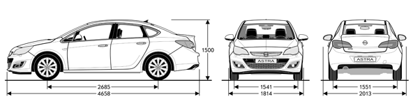 ГАБАРИТНЫЕ РАЗМЕРЫ ASTRA.